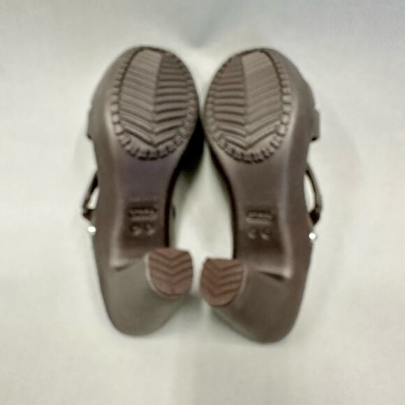 CROCS Cyprus IV Heel Brown Mushroom Brown Sandals Rubber Jelly Womens Size 10 - Picture 10 of 14
